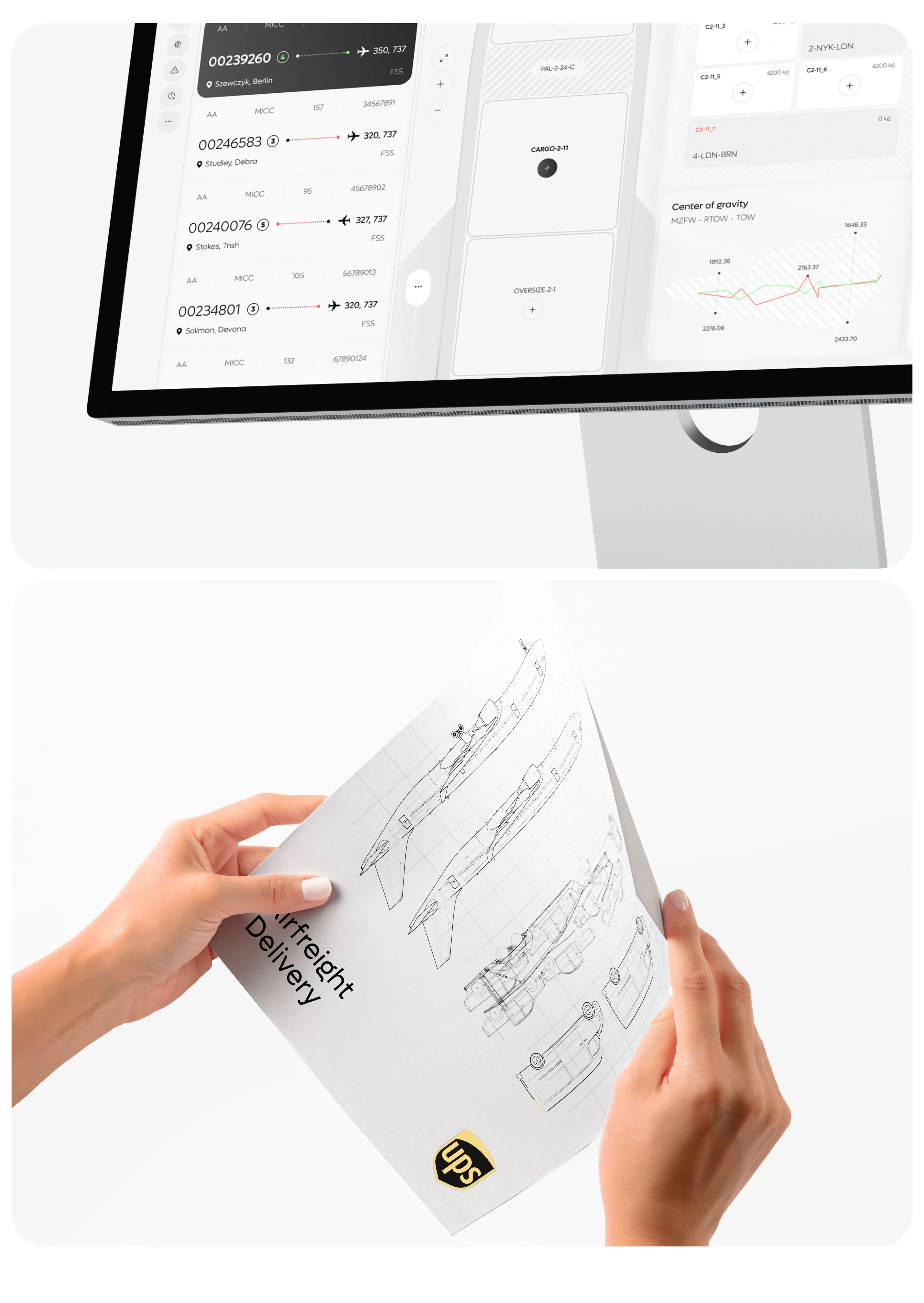UX/UI interface screenshot on a tablet, displaying data or documents for a transport management system. UX/UI interface screenshot on a tablet, displaying data or documents for a transport management system.