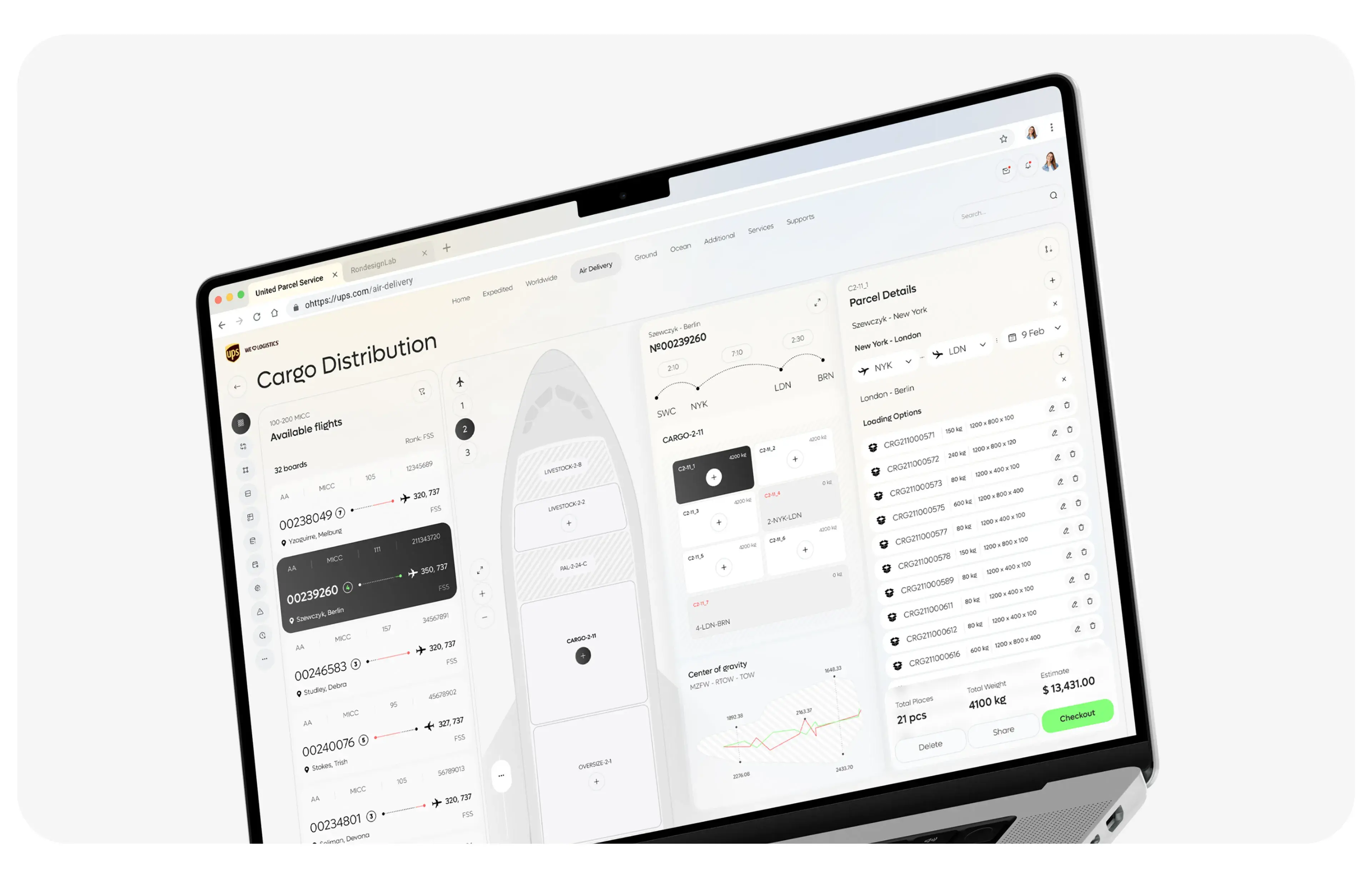 Screenshot of the UX/UI design for the UPS Transport Management System web application. Screenshot of the UX/UI design for the UPS Transport Management System web application.