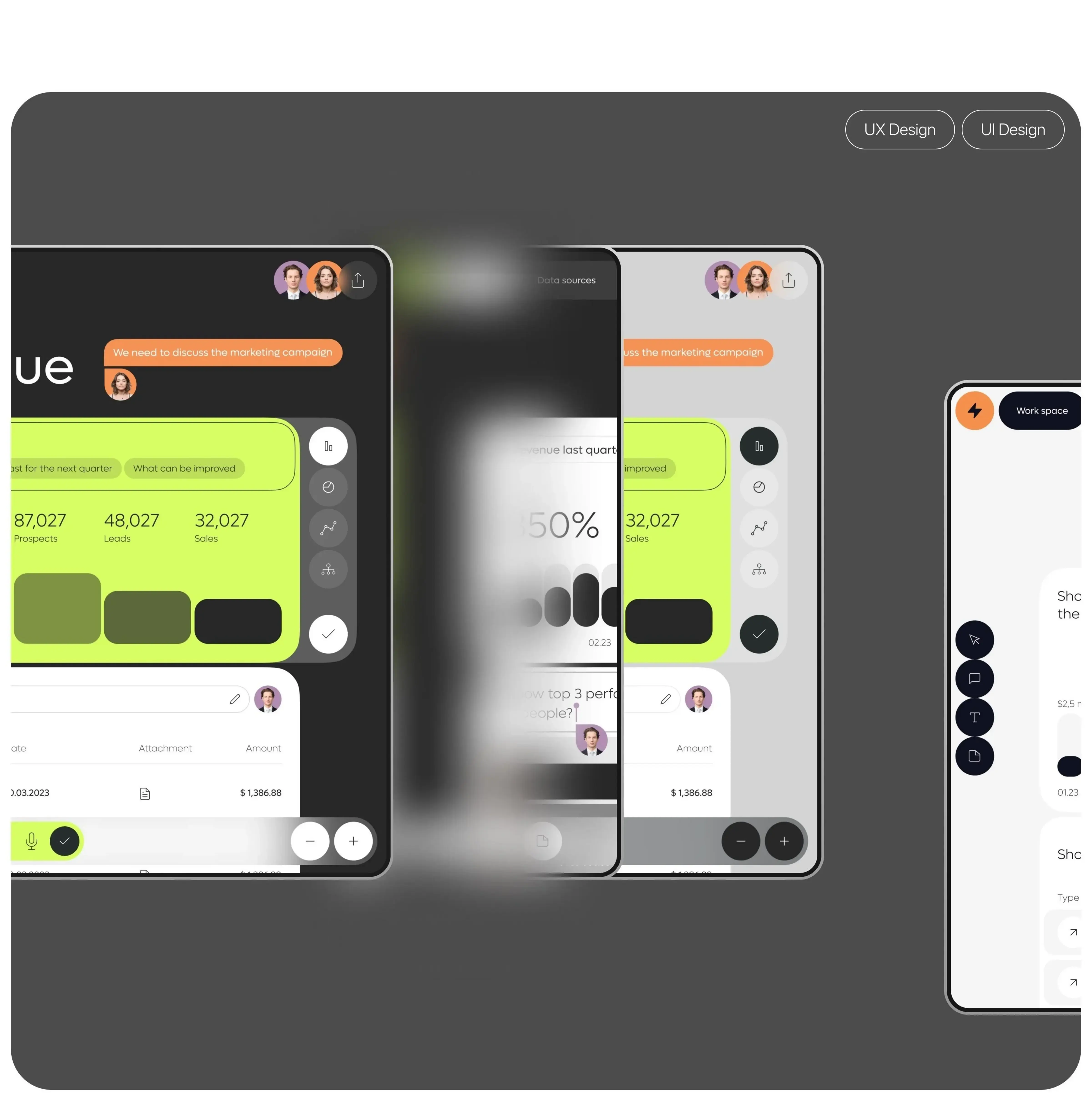 Screenshot of the concept design for an AI chatbot interface shown on a mobile phone. Screenshot of the concept design for an AI chatbot interface shown on a mobile phone.