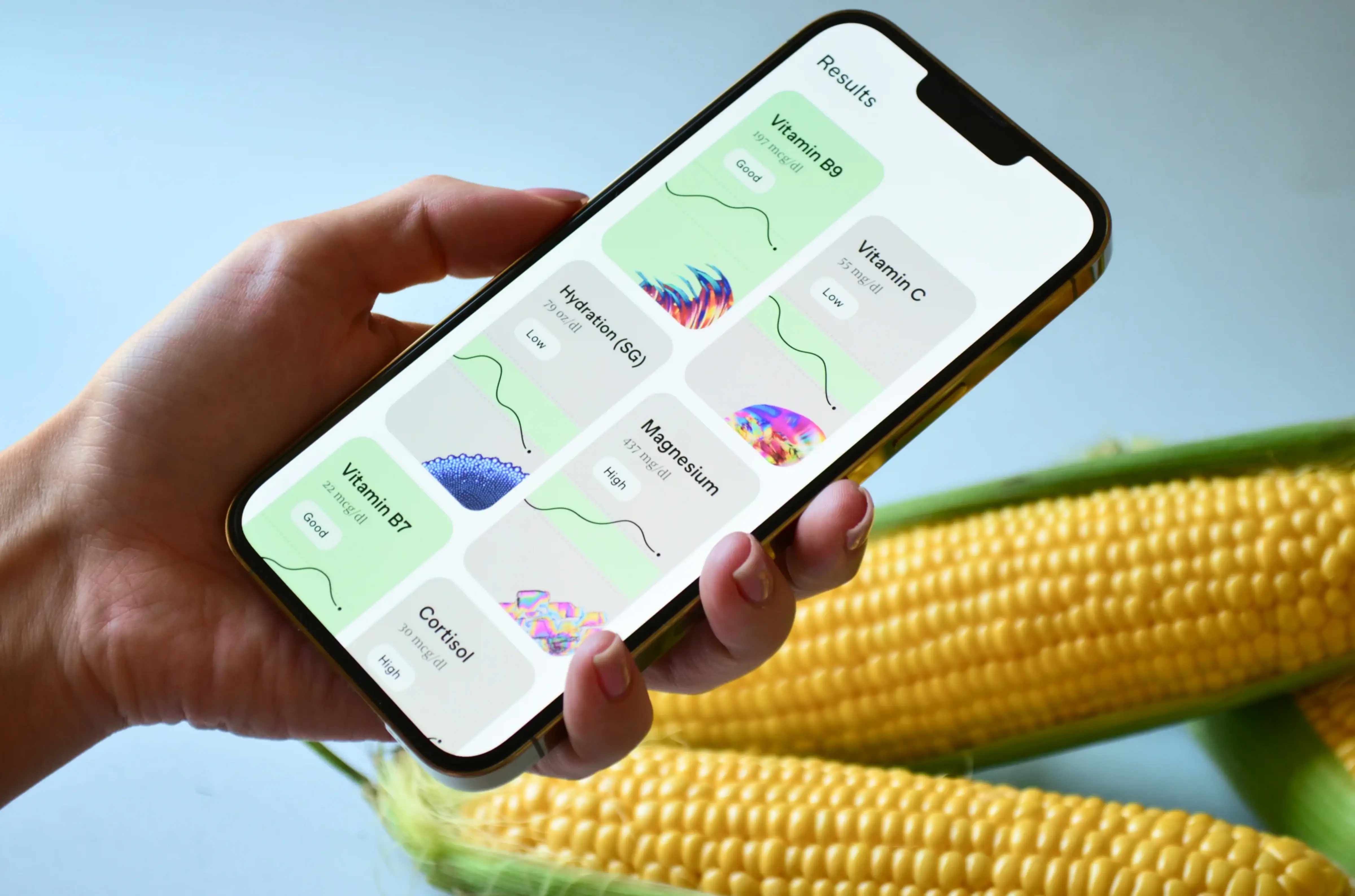 Screenshot of the Vessel wellness app design on a mobile phone. Screenshot of the Vessel wellness app design on a mobile phone.