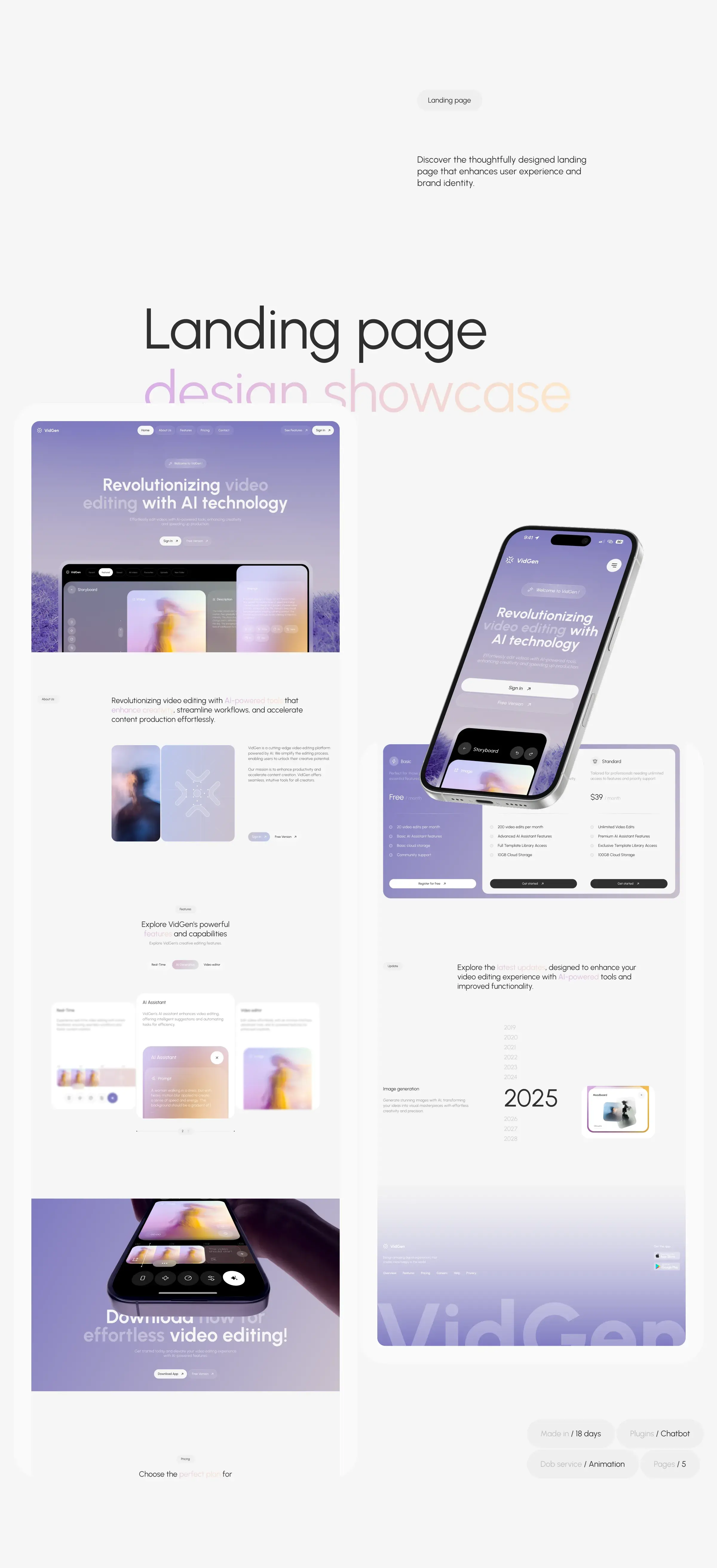 Screenshot of the Vidgen AI video creation mobile UI displayed on a smartphone.