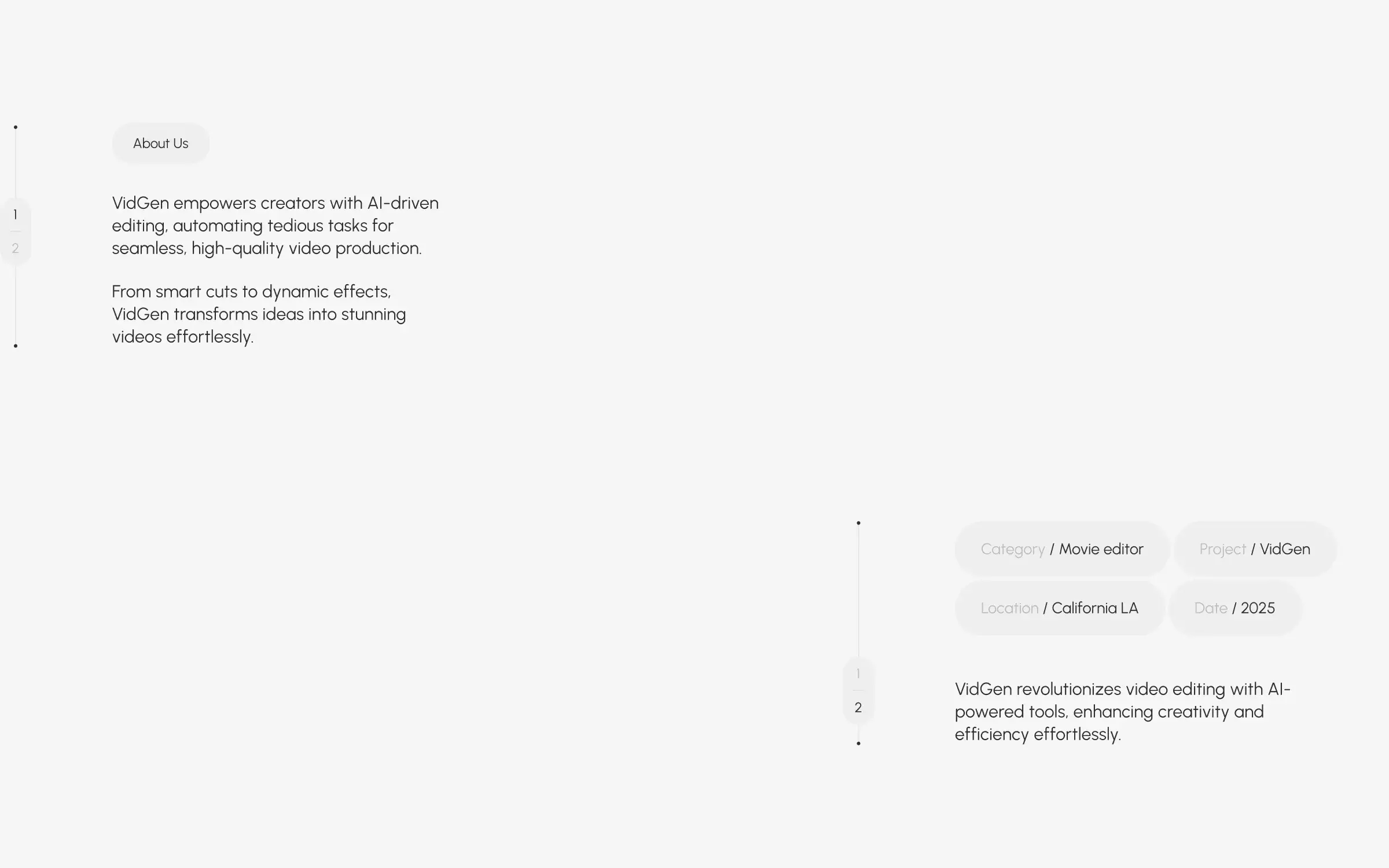 Screenshot of the Vidgen AI video creation UI, featuring text and a meter display.
