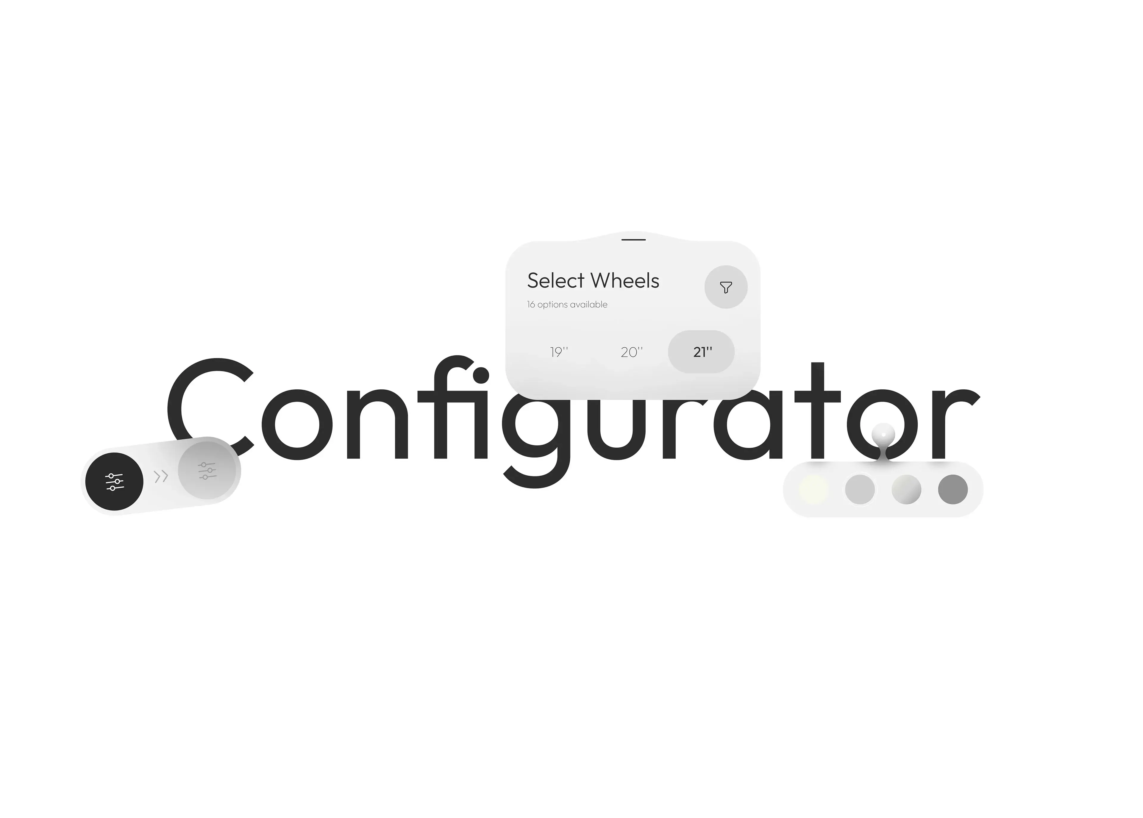 Screenshot of the Volkswagen configurator app UI showing the "Select Wheels" selection screen. Screenshot of the Volkswagen configurator app UI showing the "Select Wheels" selection screen.