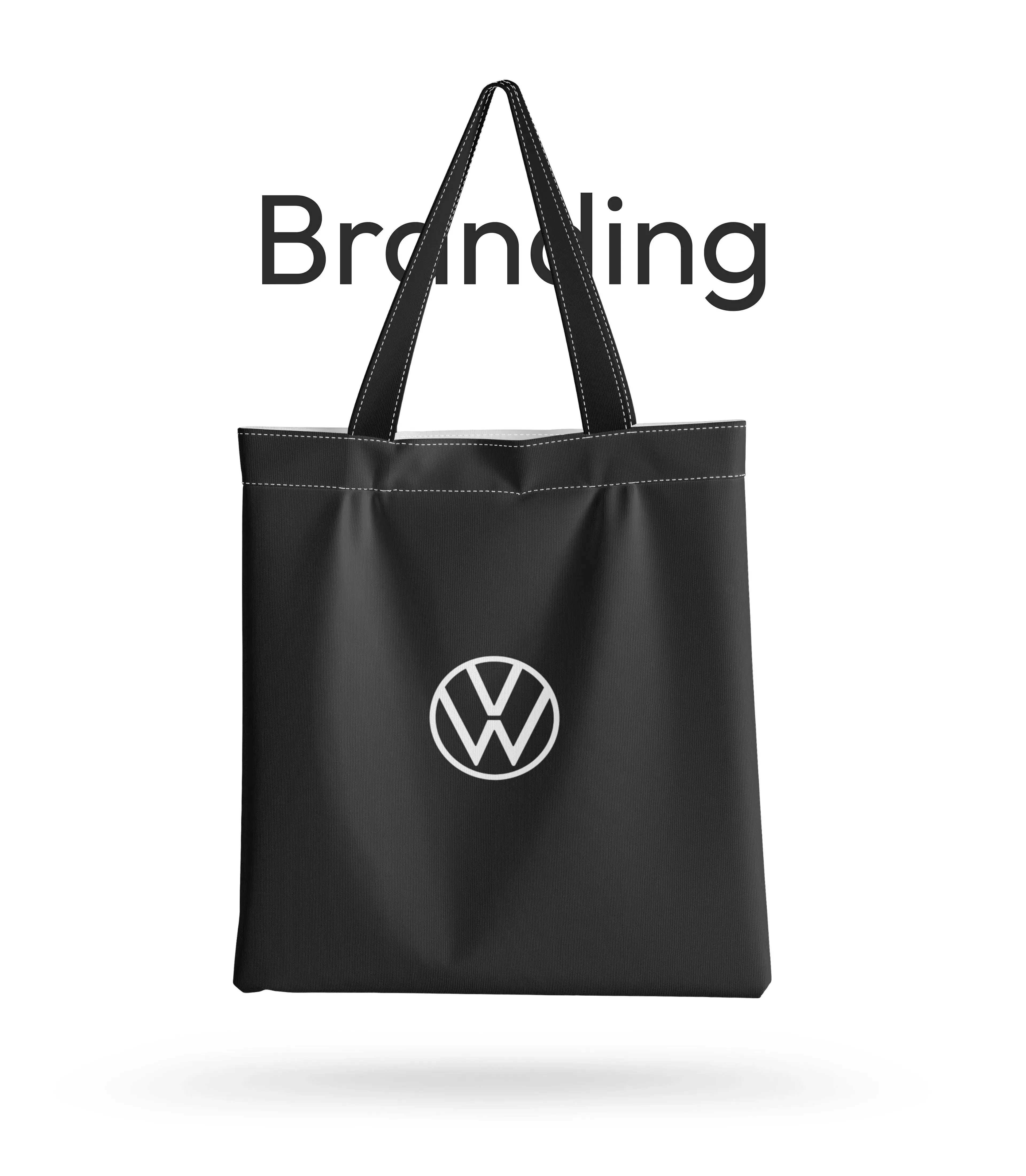 Tote bag with "Branding W" text, illustrating Volkswagen branding in the case study. Tote bag with "Branding W" text, illustrating Volkswagen branding in the case study.