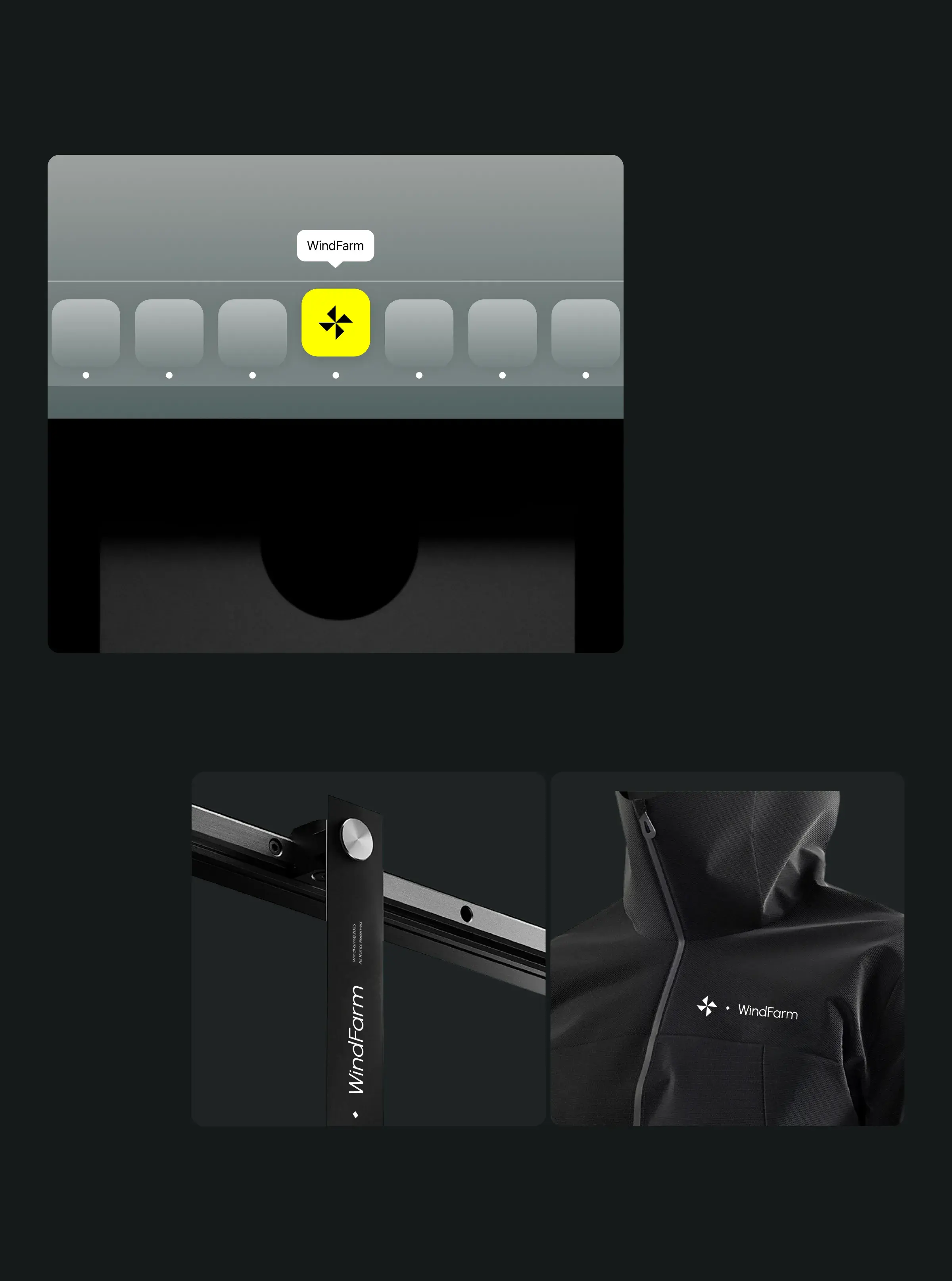 Screenshot of the WindFarm SaaS UI design, reflecting the branding.