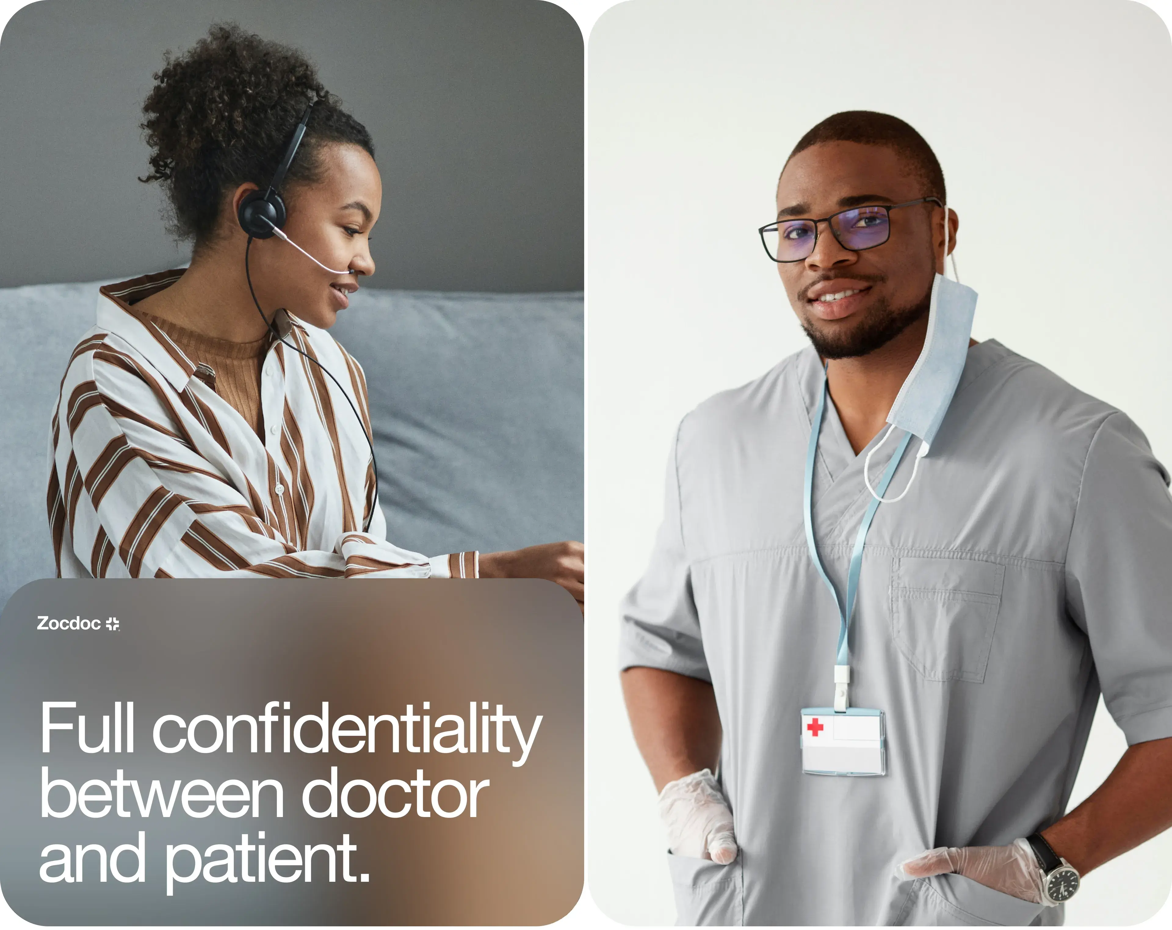 Zocdoc healthcare professional emphasizing patient confidentiality. Zocdoc healthcare professional emphasizing patient confidentiality.
