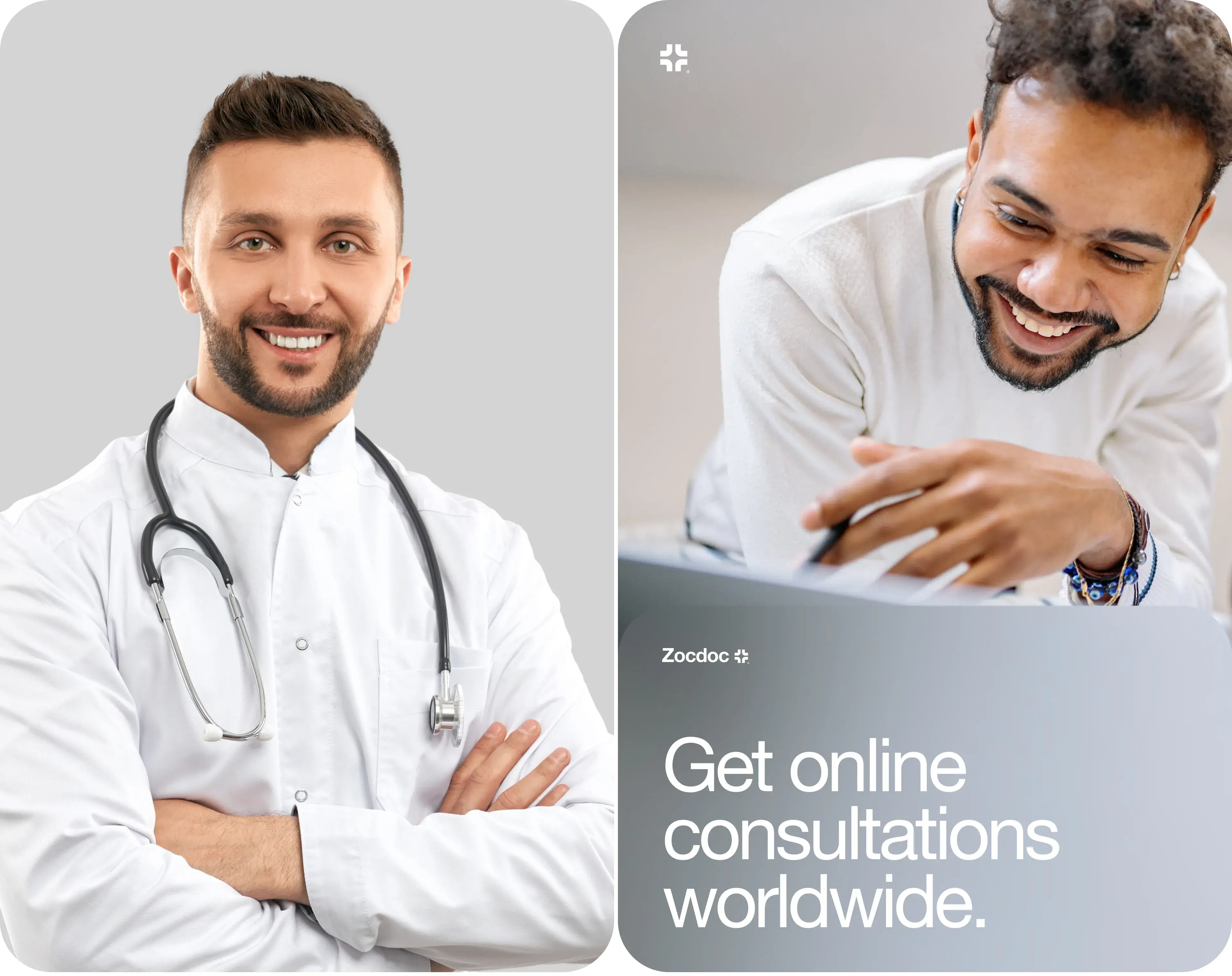 Healthcare professional smiling, representing Zocdoc online consultations worldwide. Healthcare professional smiling, representing Zocdoc online consultations worldwide.