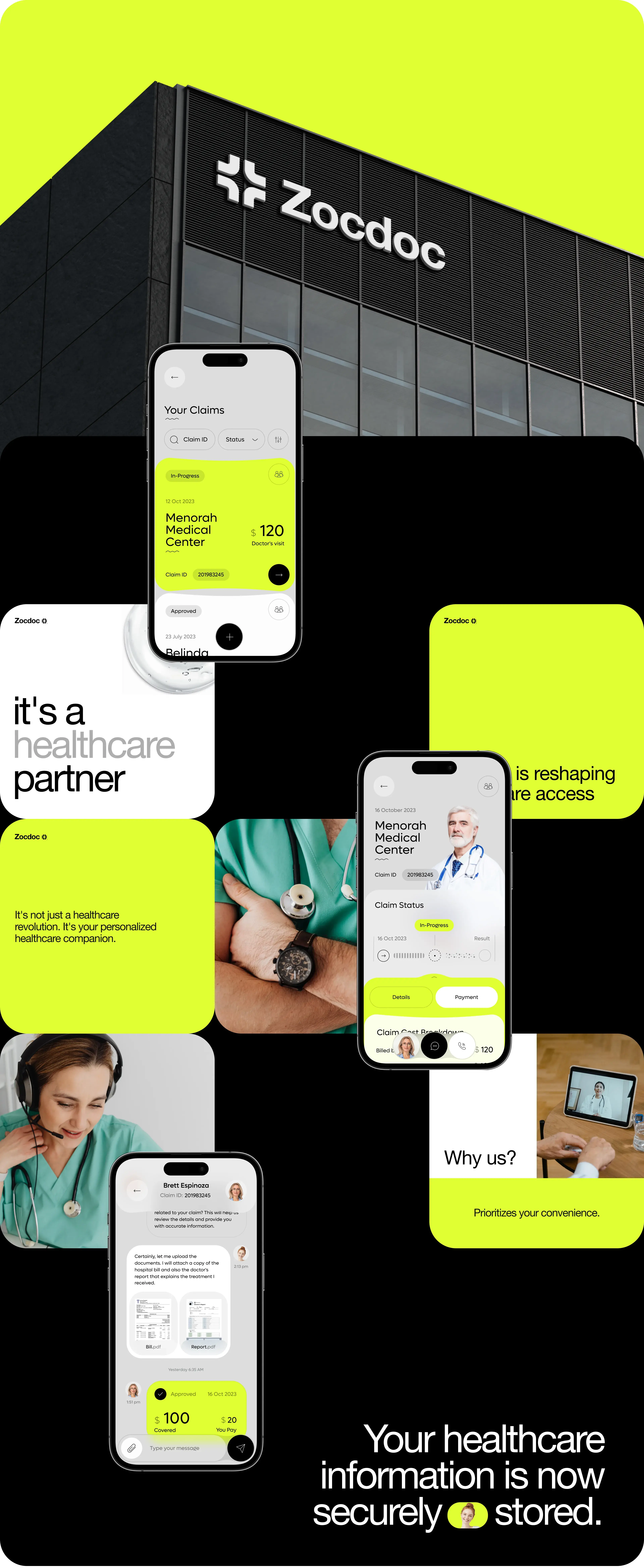 Screenshot showing people using the Zocdoc healthcare mobile app on phones. Screenshot showing people using the Zocdoc healthcare mobile app on phones.