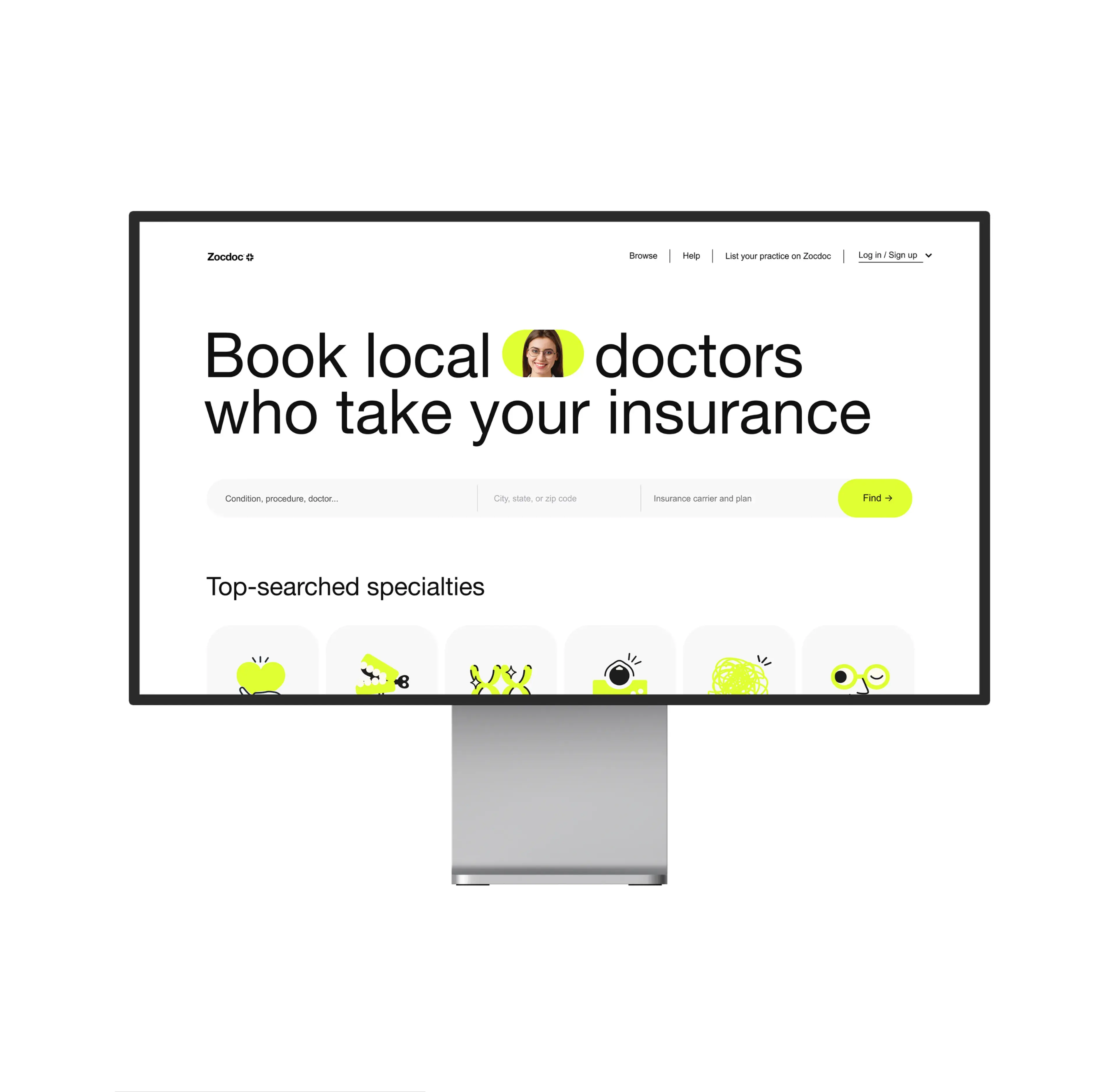 Screenshot of the Zocdoc healthcare mobile app user interface design. Screenshot of the Zocdoc healthcare mobile app user interface design.