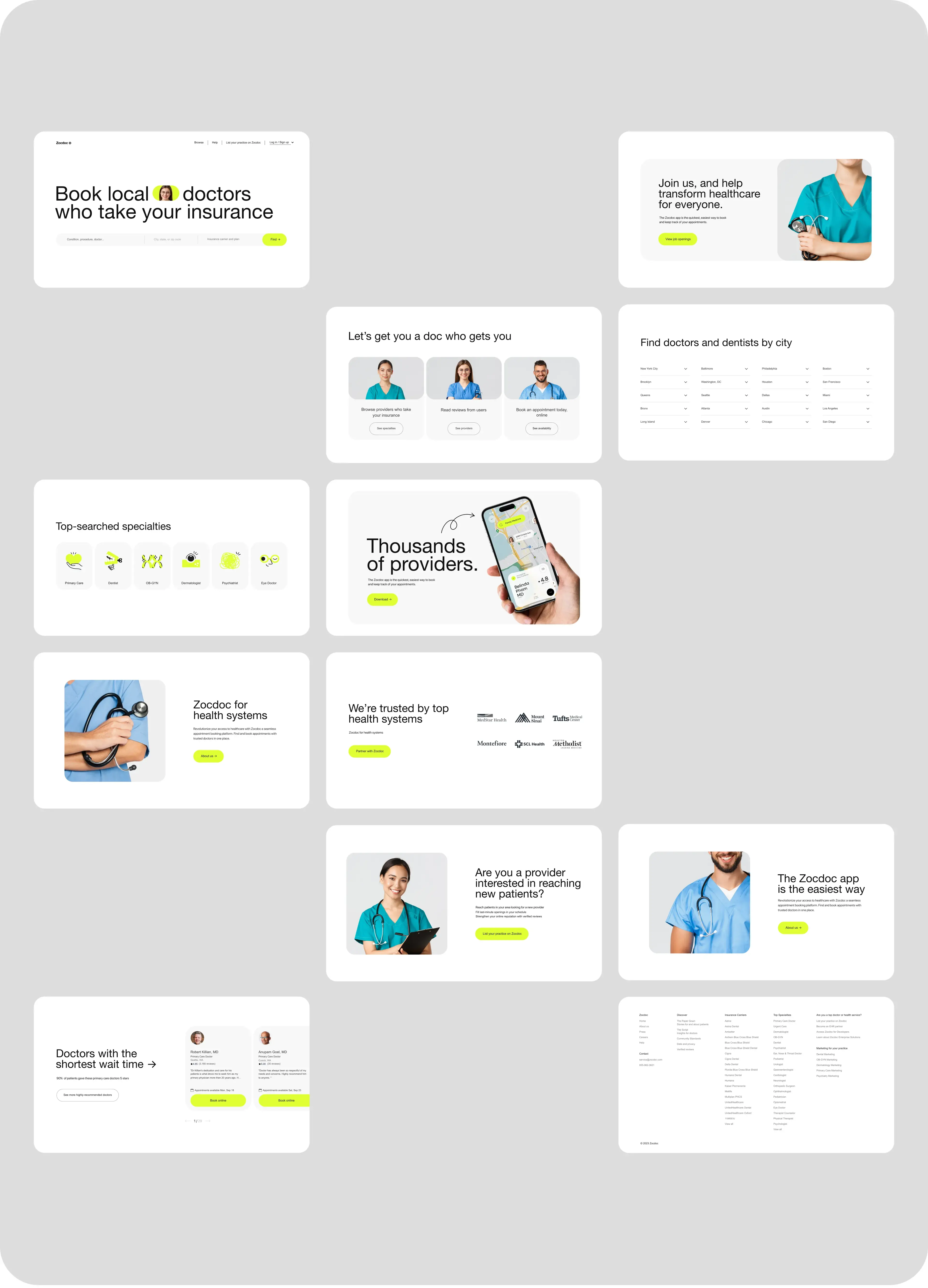 ZocDoc app UI for health insurance and provider search. ZocDoc app UI for health insurance and provider search.