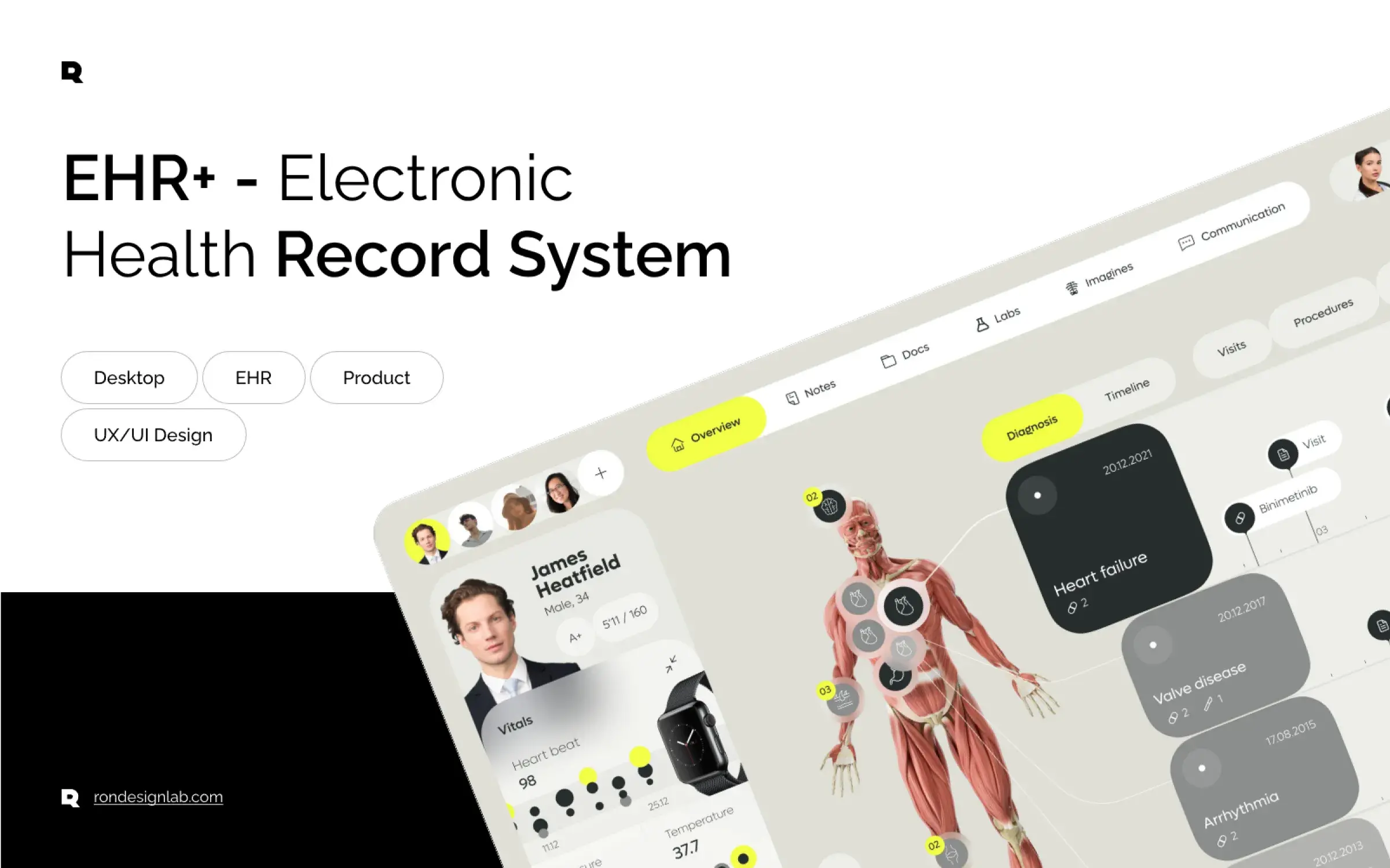 EHR+ electronic health record system interface for managing medical records